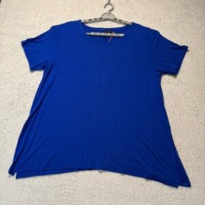 Cynthia Rowley Flowy Short Sleeves Top Size 3X Blue New